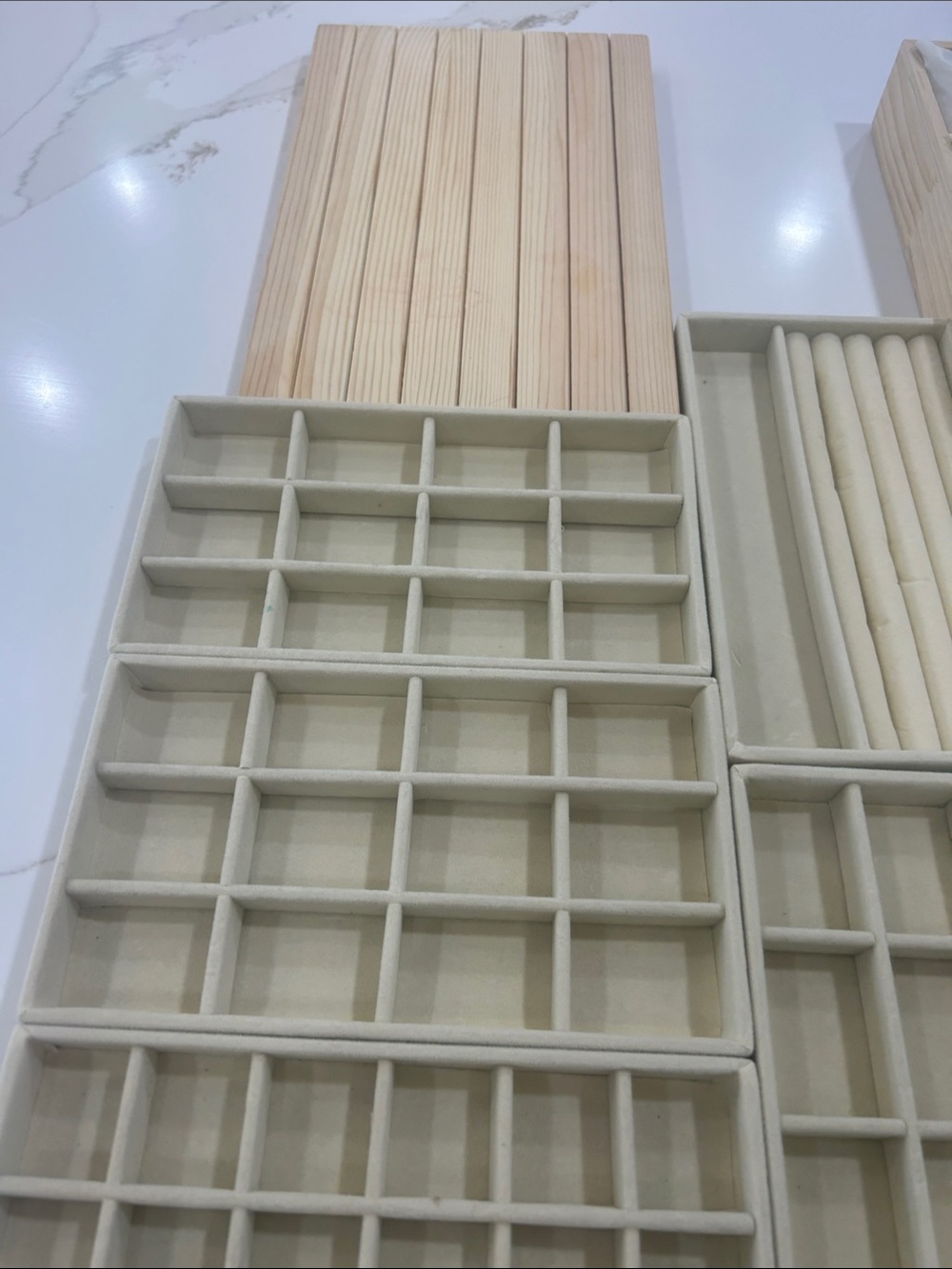 Neutral Cream and Natural Wood Jewelry Organizer Set by - Picture 3 of 4